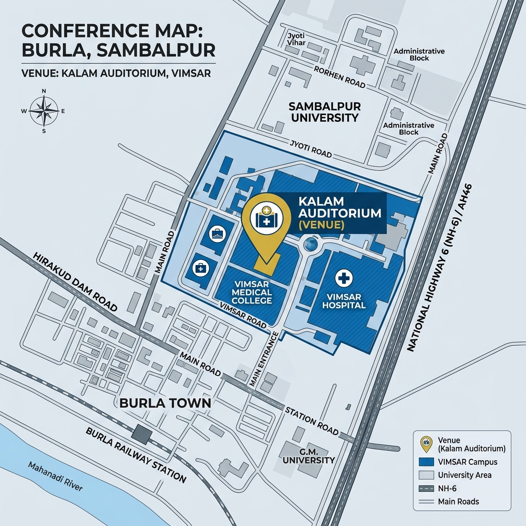 Venue Location Map - Kalam Auditorium, VIMSAR Burla